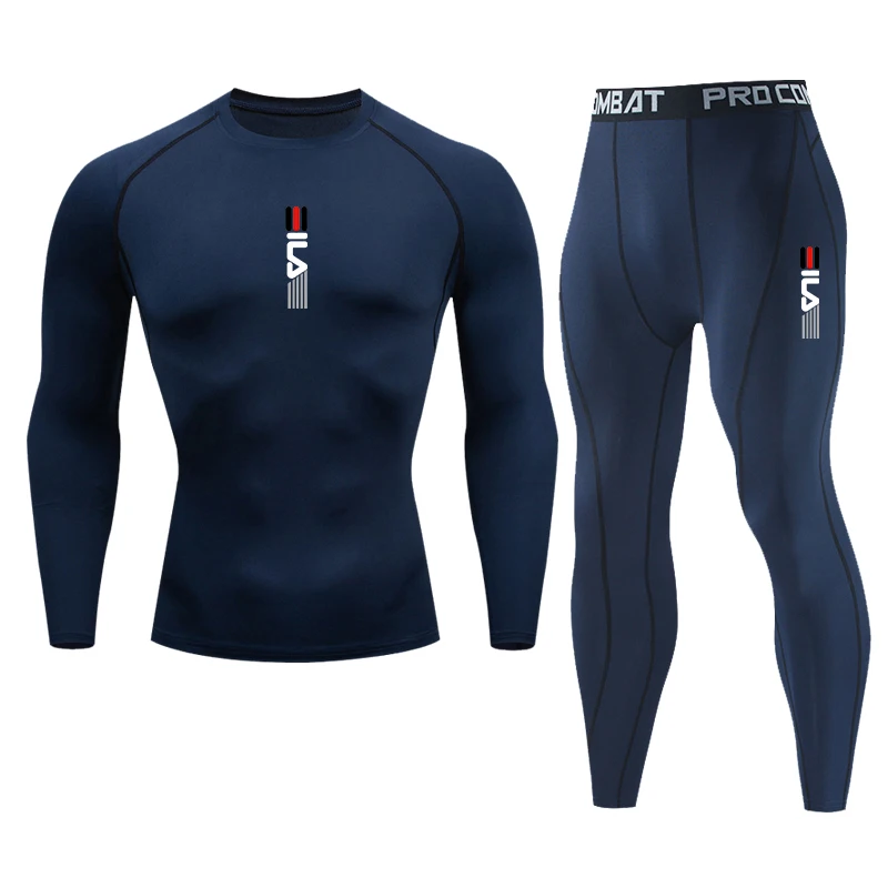 Men Running Sportswear Suit GYM Tight Sports Long Sleeves T-shirt Workout Jogging Fitness Tracksuit Pants Compression 2 Pcs Sets