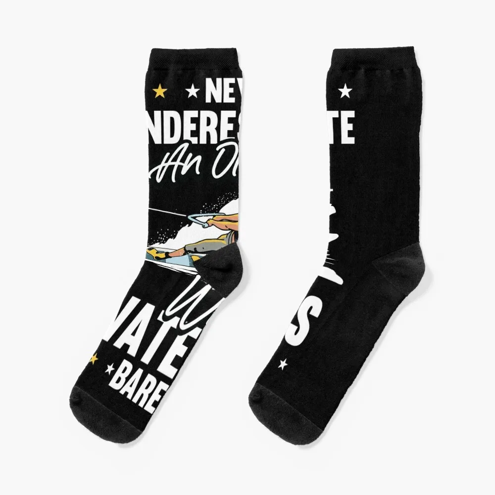 Never Underestimate an Old man who Waterski Barefoot Socks valentine gift ideas christmas gifts Men Socks Women\'s