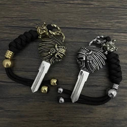 Motorcycle Key Embryo Uncut Blade for Indian Scout 2013-2023 Metal Key Head Indian Skull Style Customizable accessories