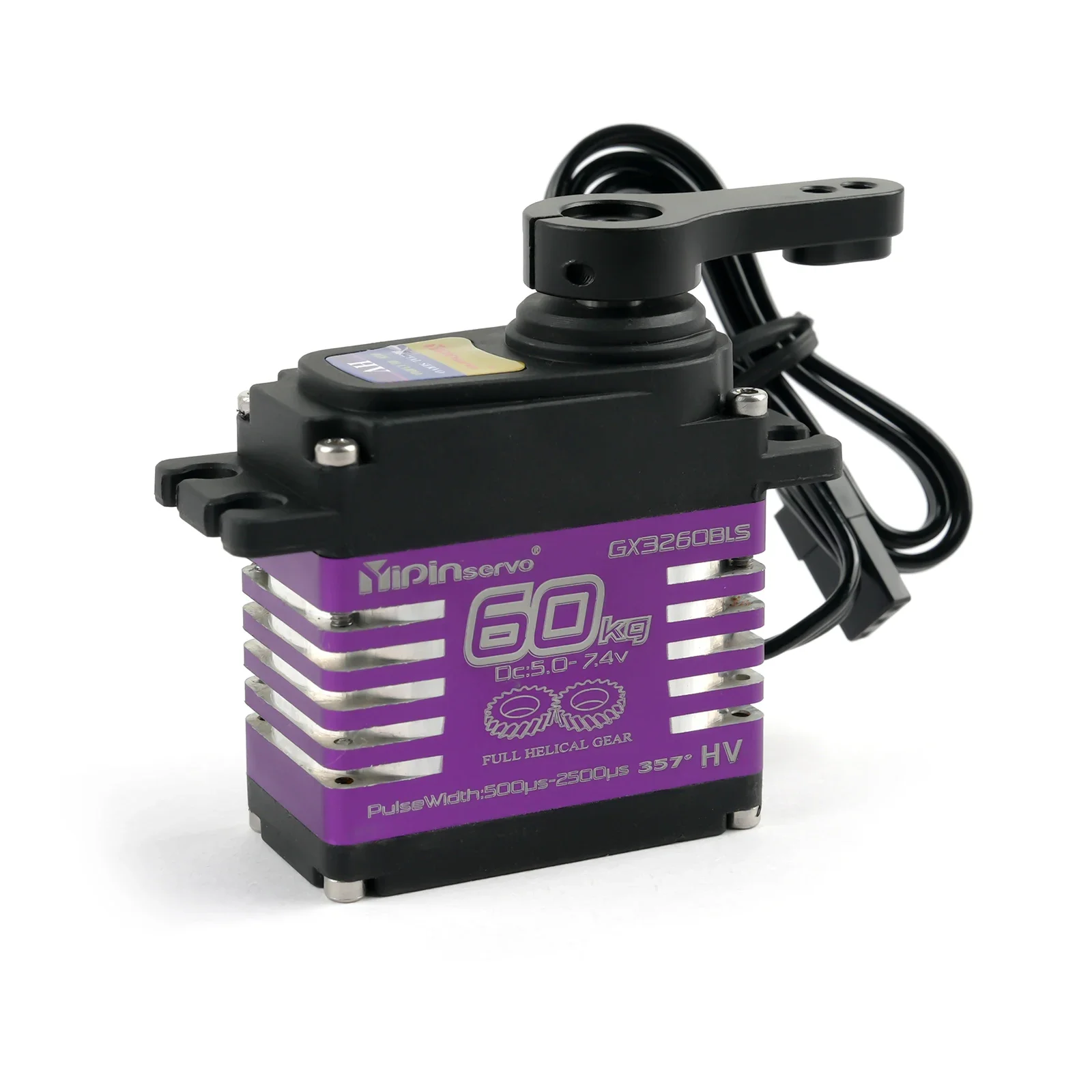 Servo digital de 60kg, à prova d'água, ip68, grande torque, motor sem escova, engrenagem helicoidal de aço, servos 7.4v para carro rc, robô 1/8 1/10