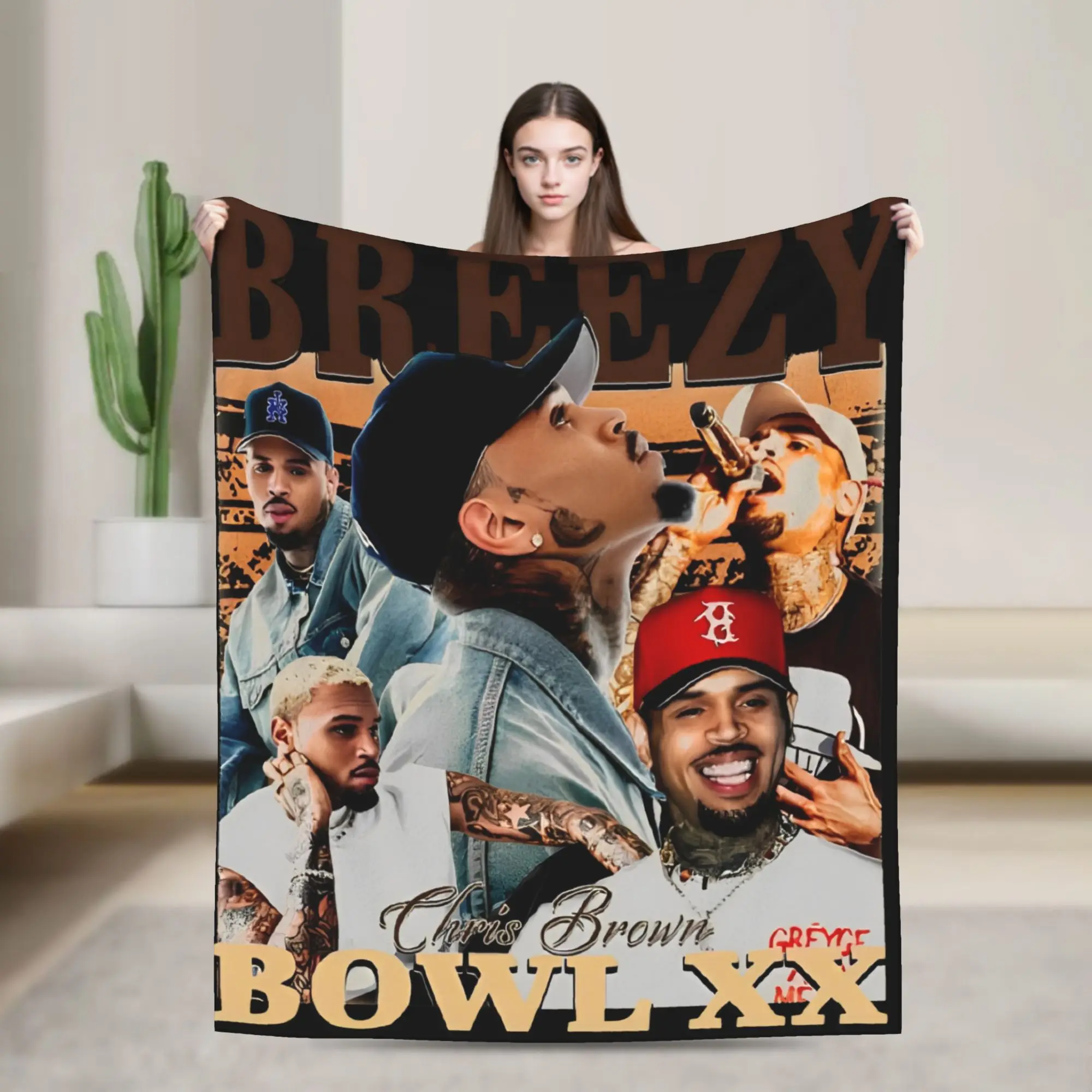 Chris Brown Breezy Bowl XX Tour 2025 Throw Blanket for Couch  Soft Cozy Plush Blanket Multiple Sizes Bedspread for All Seasons