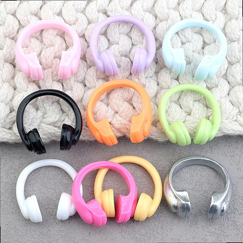 100pcs Kawaii Resin Earphone Flatback Cabochon DIY for Phone Case Hairpin Keychain Scrapbook Accessories