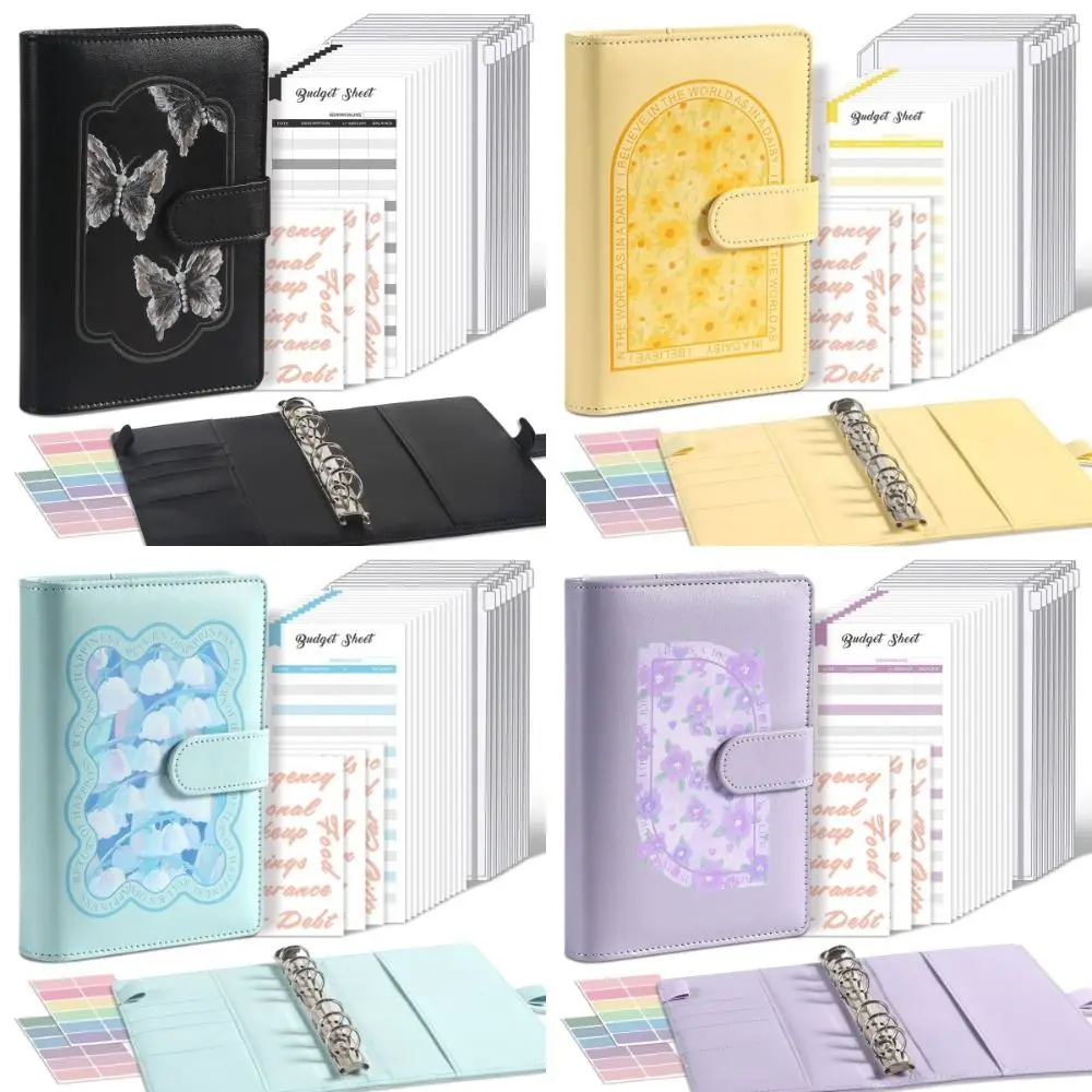 Macaron Color Loose Leaf Notebook A6 Size PU Leather Cover Detachable Zipper Notebook Detachable Zipper Loose Leaf Design