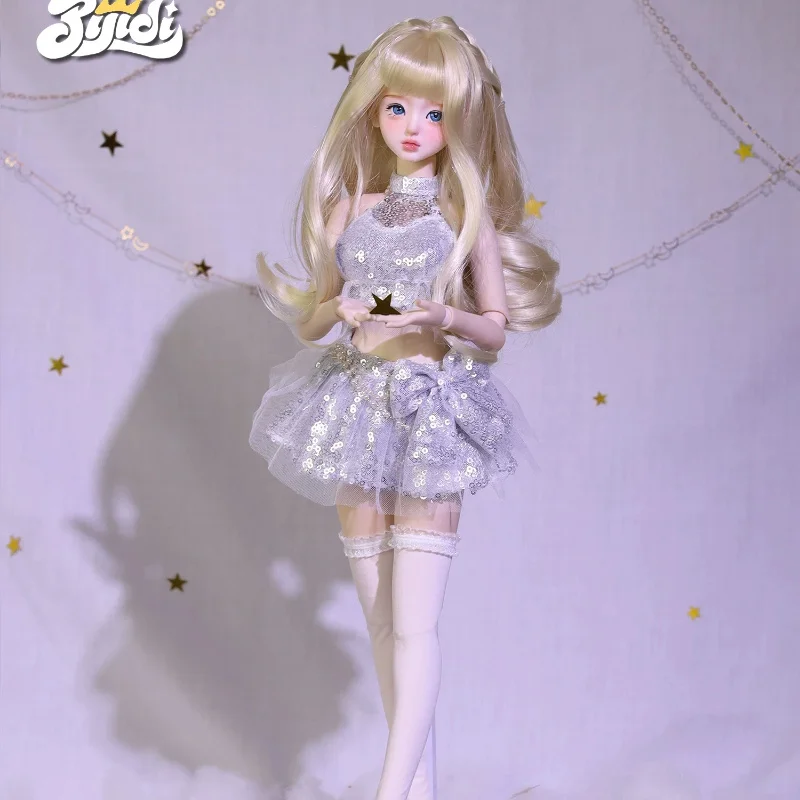 

Yinxi Limited Series Bjd Doll Full Set 1 4 Size Mjd With Makeup Silver Sequins Stage Outfit Dress Clothes For Adult Collectors