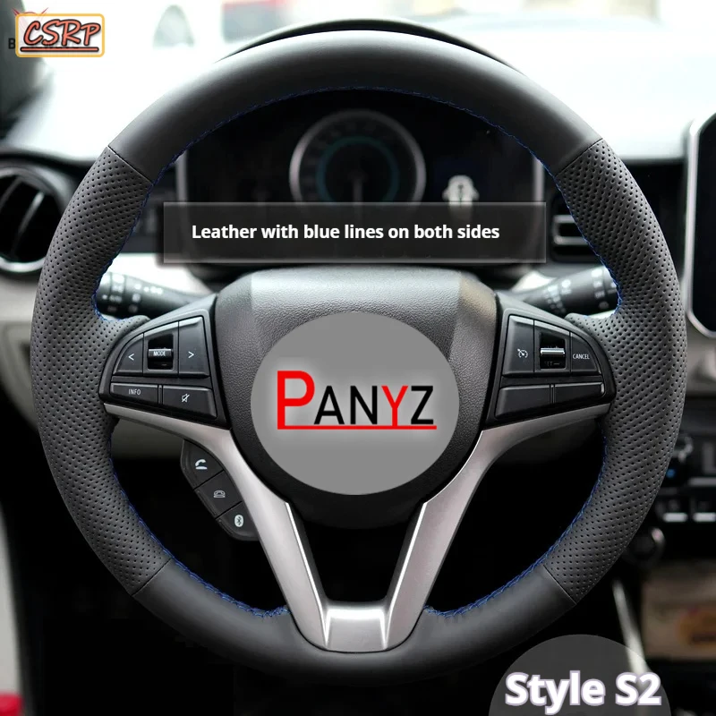 Hand-Stitch Steering Wheel Cover for Suzuki Ignis 2019-2023 Non-Slip Microfiber Napa Leather Braid Steering Wheel Cover Wrap