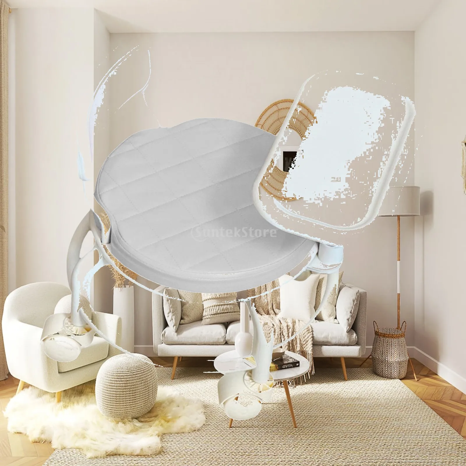 Kids Chair Baby Dining Seat with Swivel Casters Removable Dining Tray Soft Comfortable Stable Household Ergonomic Child Chair