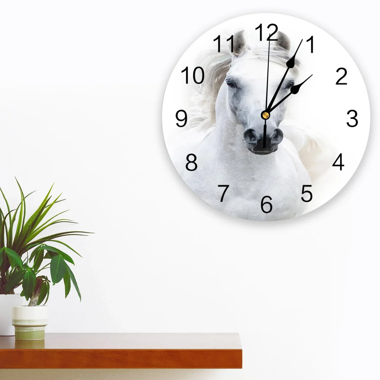 Animal Horse PVC Wall Clock Modern Design Home Decor Bedroom Silent Oclock Watch Wall for Living Room