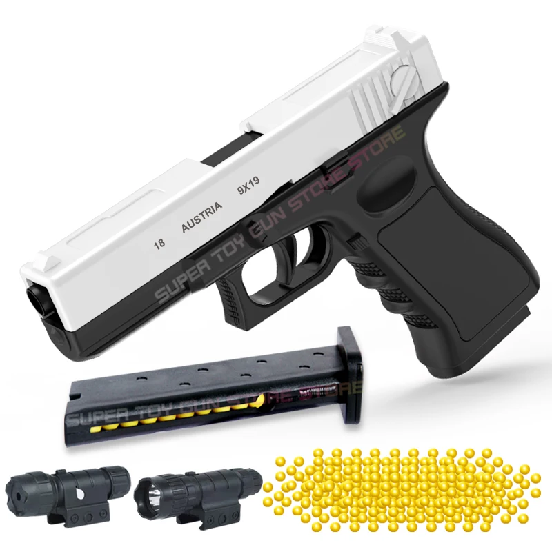 Black toy gun G18. Hand loaded soft bullet toy air gun CS outdoor shooting game Adult toy gun