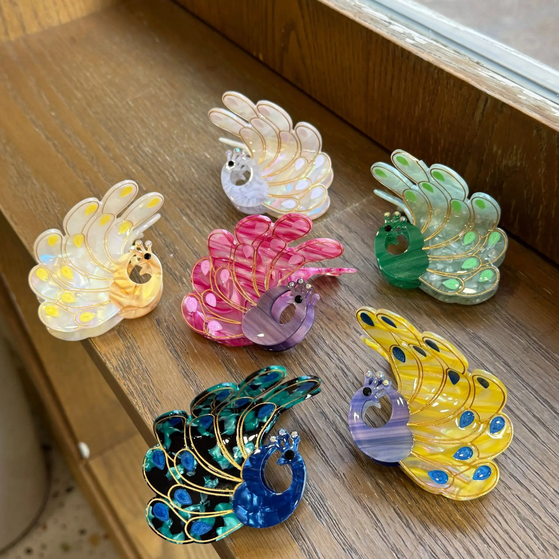 Cute Cartoon Animals Peacock Acetate Hair Claw Clips Funny Hair Accessories For Women Vintage Jewelry Gift Headwear