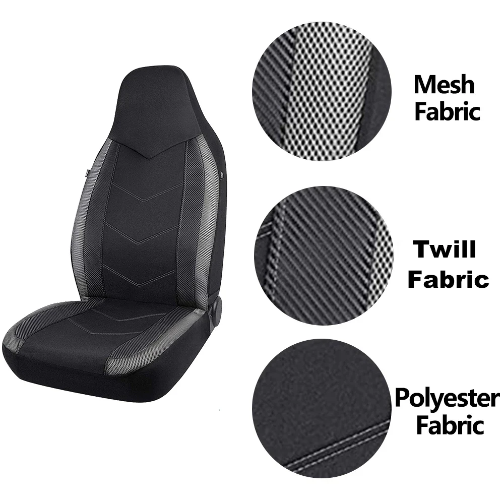 AUTO PLUS High Back Bucket Universal Seat Protector Breathable Mesh Fabric Carbon Fiber Texture Seat Car Seat Cover Cushion