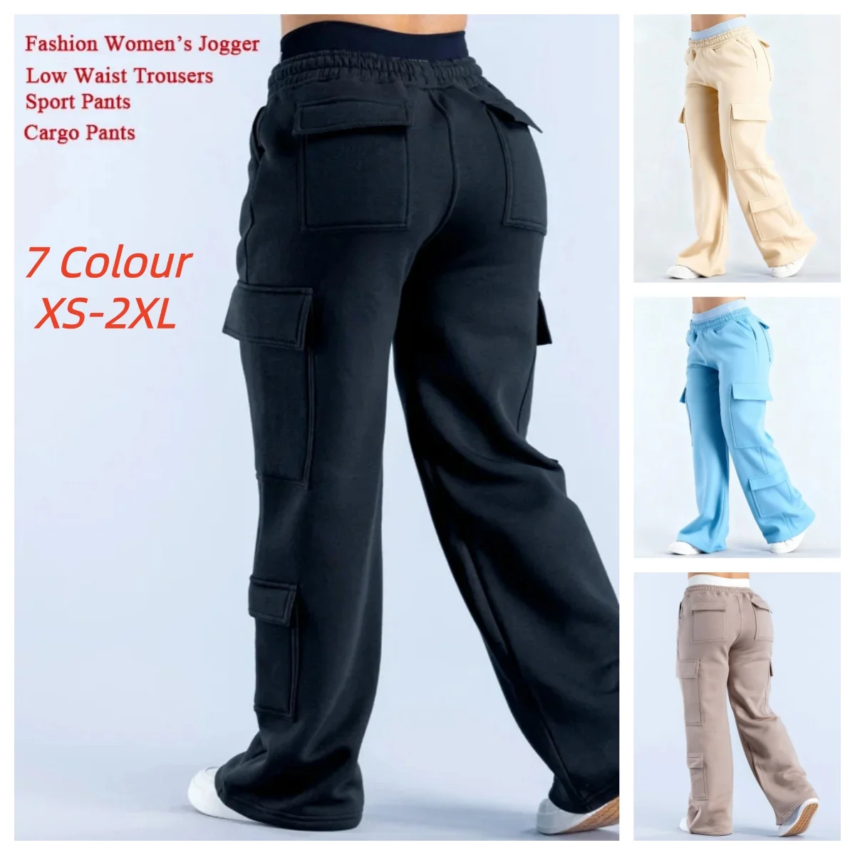 2026 Damen-Freizeithose mit mehreren Taschen, amerikanischer Stil, Arbeitshose, Damen, niedrige Taille, Gürtel, gerades Bein, weites Bein