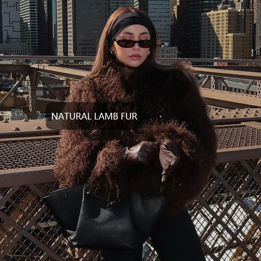 Real Lamb Skin Women Mongolian Lamb Fur Coat Real Sheep Fur Jackets Fashion Trends Winter Short Natural Fur Coat Lava Fur Coat