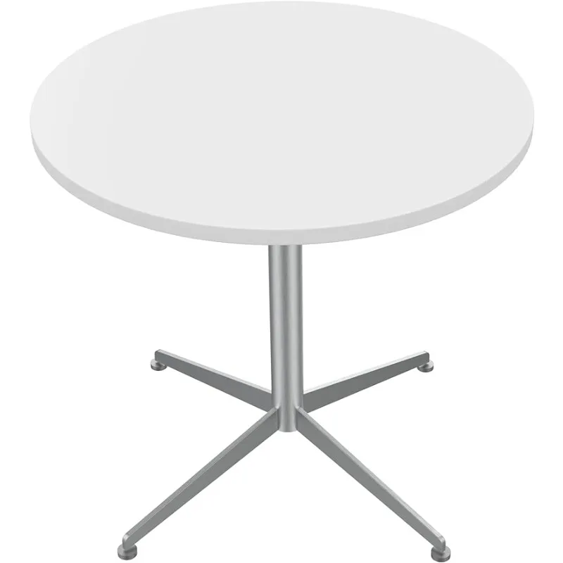 

SENGLIDA White Dining Table Round Small Office Conference Coffee Meeting Table W/Stainless Steel X-Shaped Pedestal 31.5 Inch US