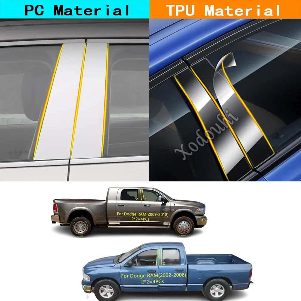 

Декоративная наклейка на стойку двери/окно из ТПУ/глянцевая зеркальная накладка для Dodge RAM 2002-2018