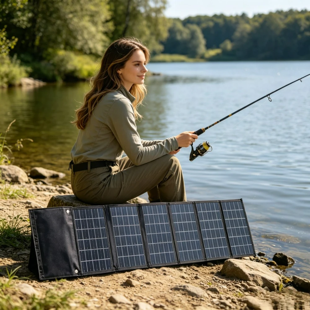50W 90W Dual Port Foldable Solar Power Panel Charger Portable Waterproof USB DC Output ETFE Solar Plate For Camping Hiking