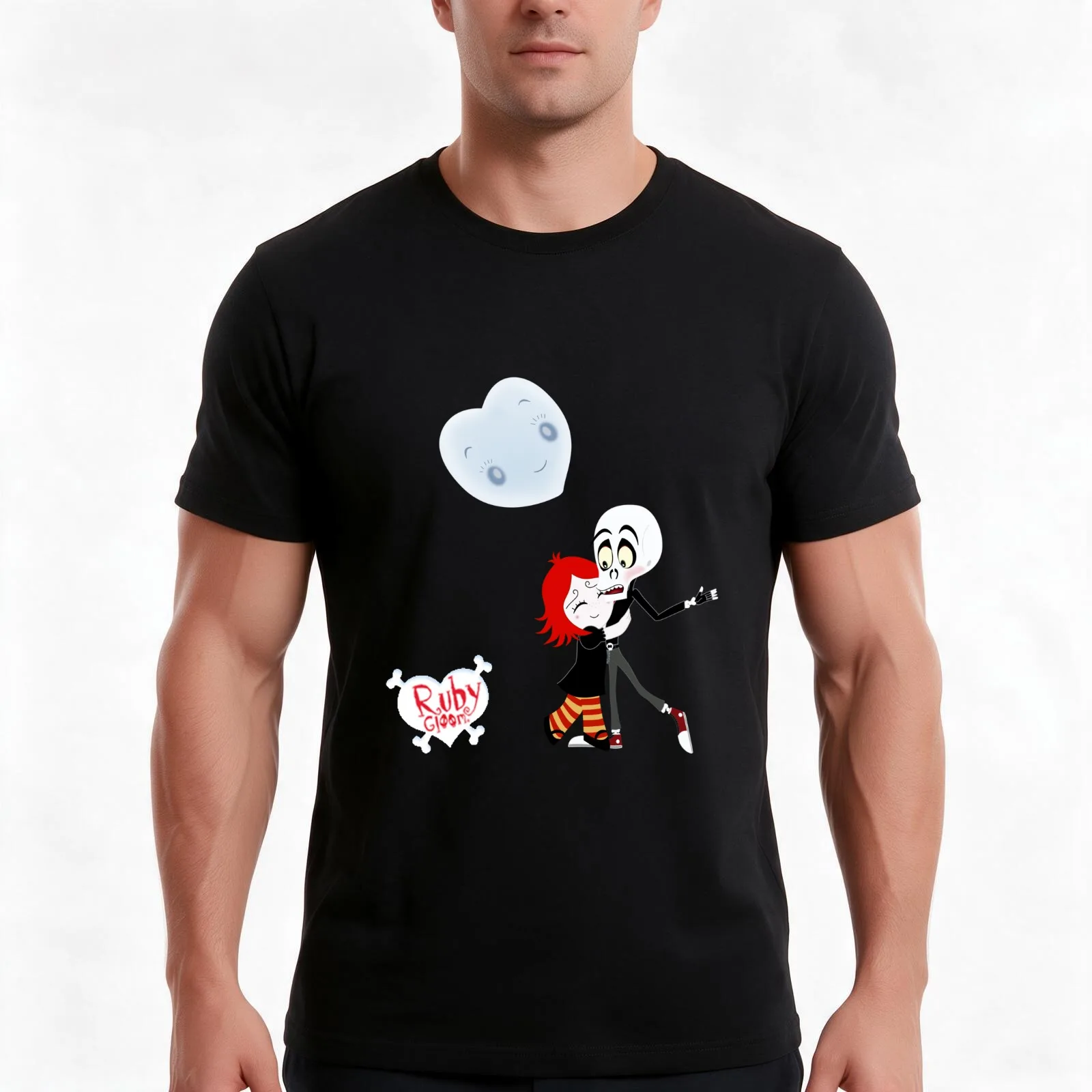 Ruby Gloom x SkullBoy T-Shirt Summer Casual Cotton Tee Oversized Streetwear Tops Vintage Graphic Print Unisex Men Women