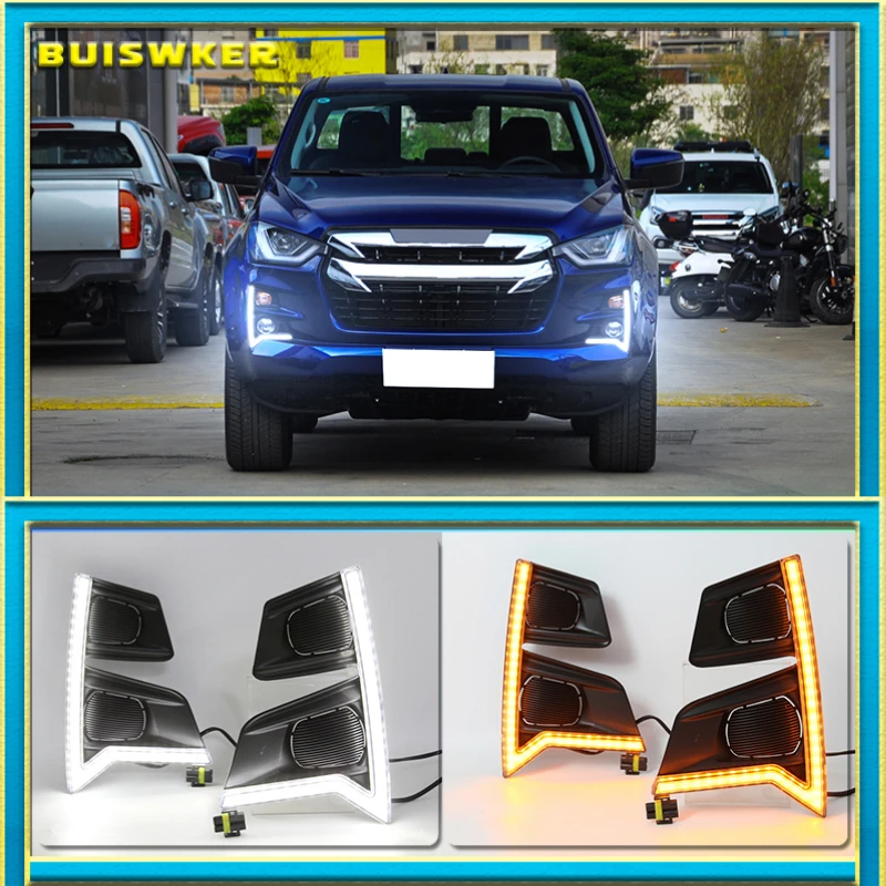 1Set Dynamic Turn Signal Waterproof 12V Car Lamp DRL LED Daytime Running Light Fog Lamp For ISUZU D-max Pickup 2020 2021