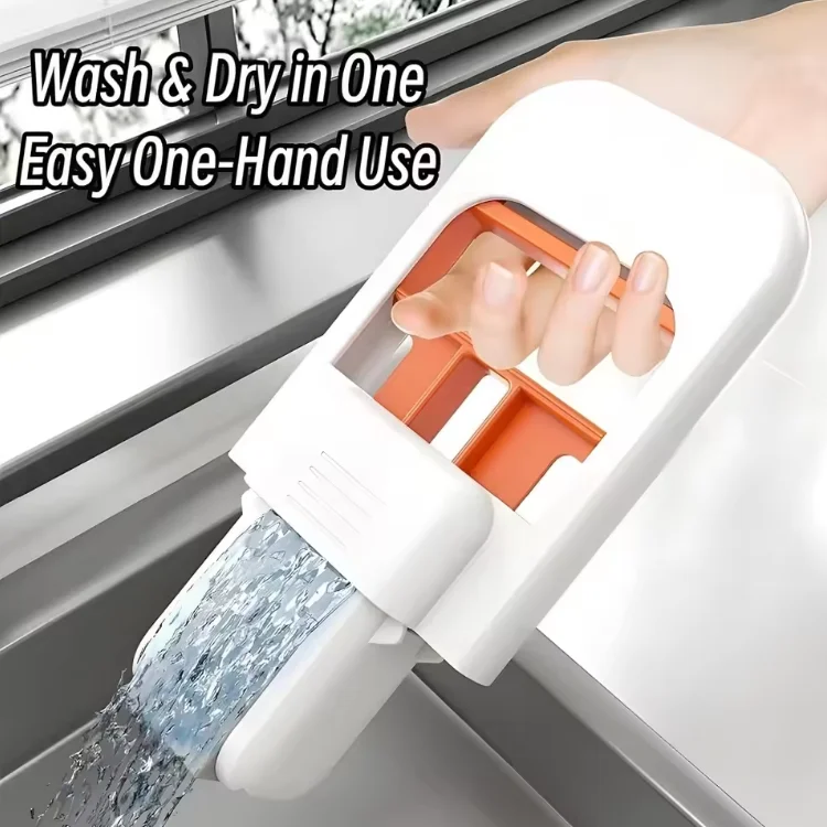 Mini Mopa Plegable de Escritorio, Portátil, Autoescurrible, con Sistema de Empuje y Tracción para Escurrir y Enjuagar, para Limpieza de Cocina y Baño