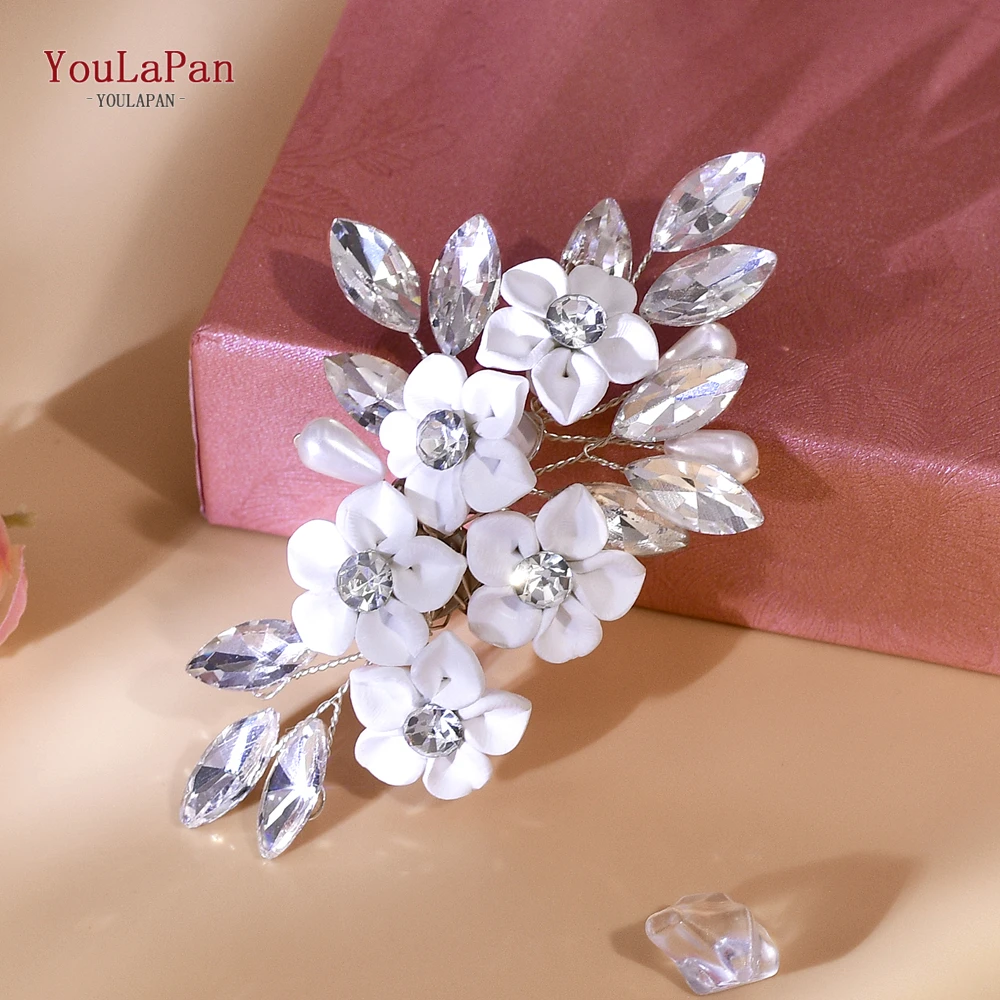 TOPQUEEN Silver Color Flower Shoe Buckle Wedding Bride Rhinestone Shoe Flower Handmade Shoe Clip High Heels Accessory HX71