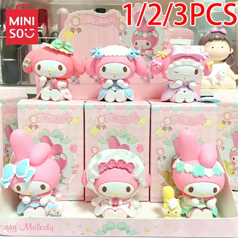 Miniso Sanrio Melody Jungle Tea Party Blind Box Model Cute Toys Fashionable Room Decoration Kawaii Birthday Gift Random 1/2/3PCs
