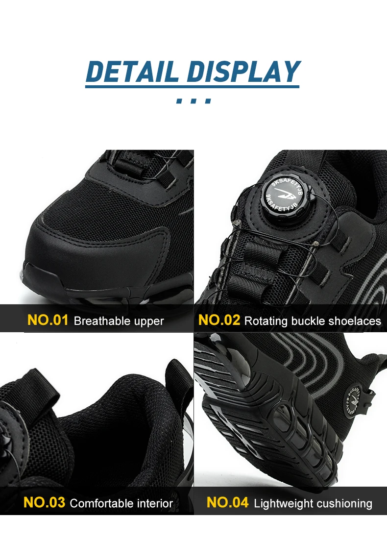Rotierende Knopf Sicherheitsschuhe Männer Stahlkappe Sneaker Air Kissen Arbeit Mann Pannensichere Arbeitssicherheit Industrielle Schutzschuhe – Detail 17