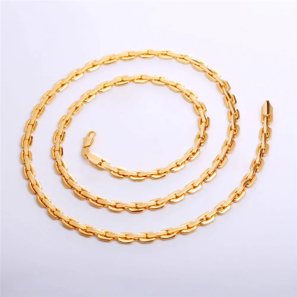 U7 Rock Cable Link Chain Choker Necklace 6mm Gold/Silver/Black Color Rapper Hip Hop  Women/Men Jewelry QC24