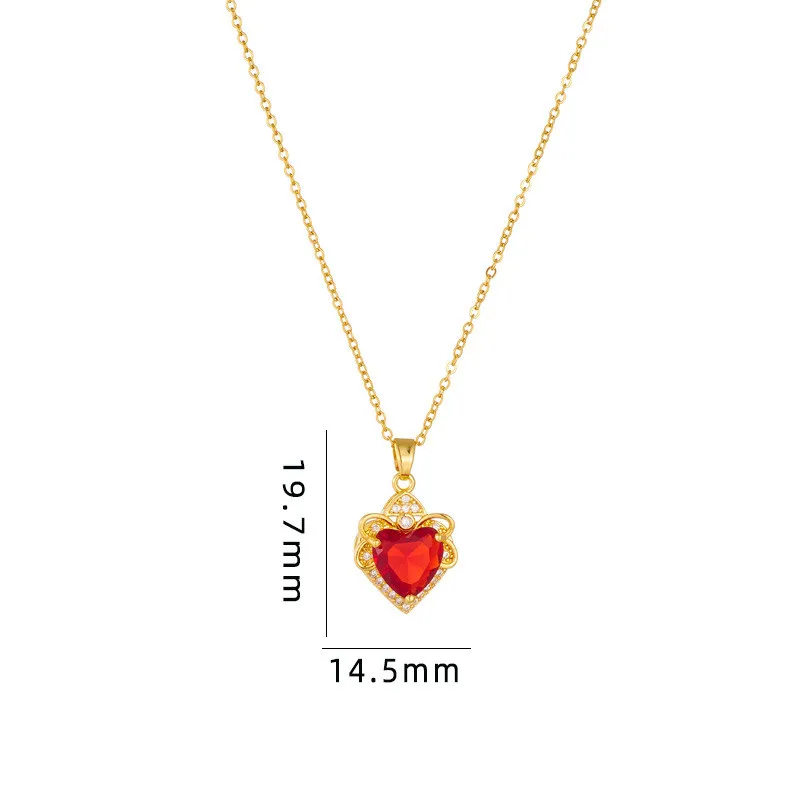 Light Luxury Heart Crystal Pendant Necklace Stainless Steel High Grade Geometric Choker Jewelry Party Gifts For Women Girls