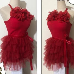 Red Halter Top Lace Skirt Sexy Gogo Dancer Costume Women Group Stage Kpop Outfits Jazz Dance Performance Clothing DWY9521