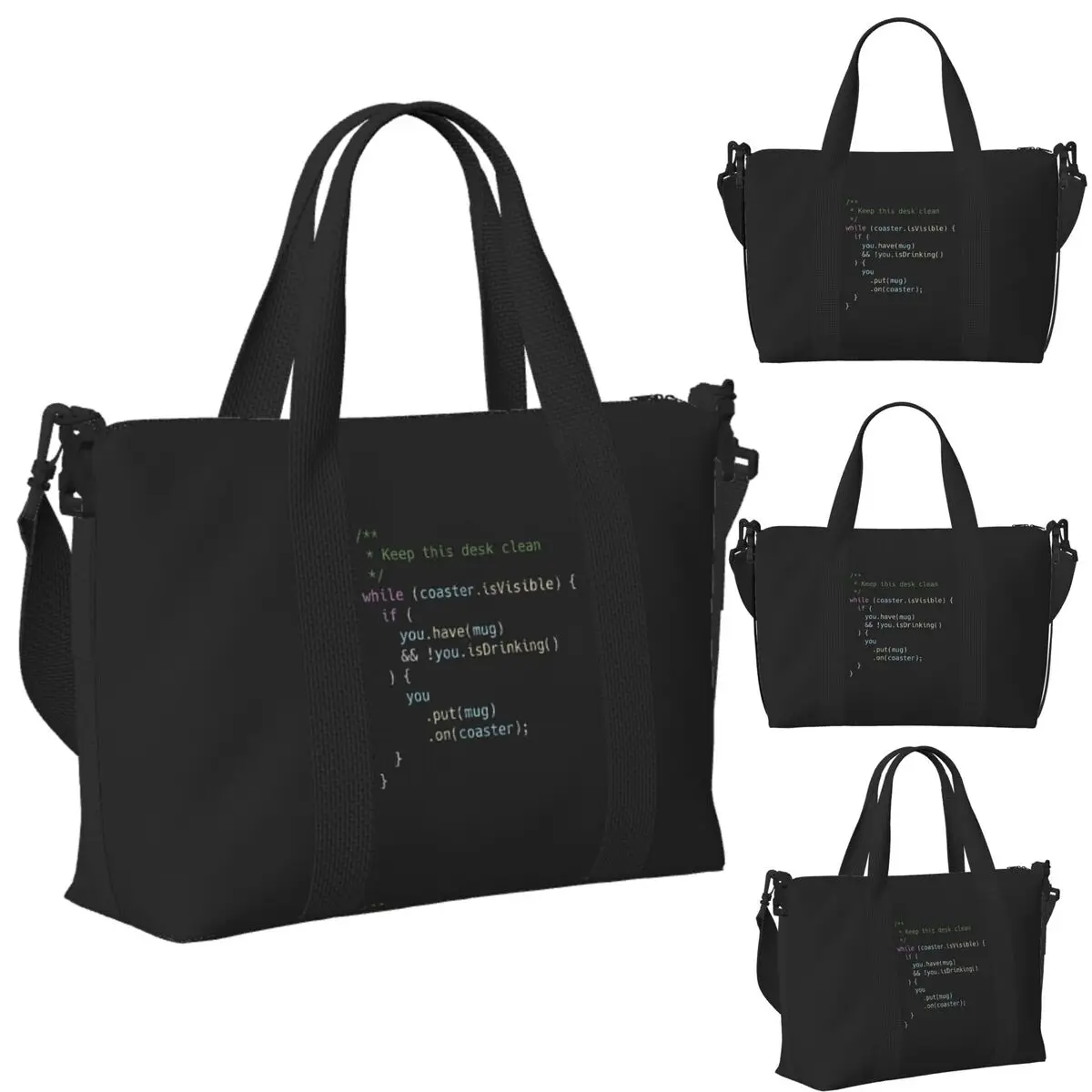 

The Perfect Coaster For Programmers Beach Travel Bag Large Capacity Tote Bags for Gym Yoga Women Shopping Duffle Shoulder Bag