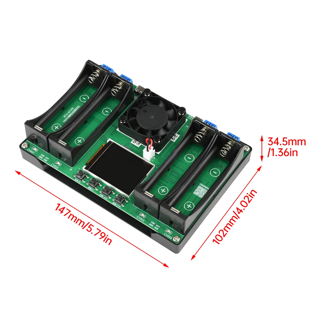 4 Channel Dual Type-C LCD Display Battery Capacity Tester Lithium Battery Battery Power Detector Module for18650 Battery Tester