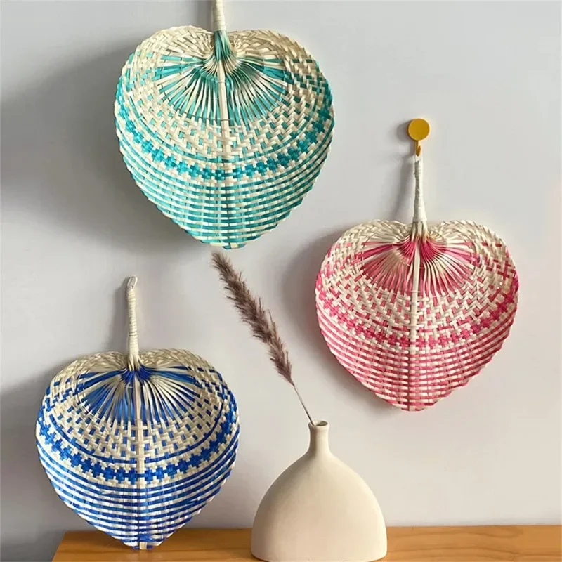Chinese Style Colored Handmade Fan Bamboo Woven Mosquito Proof Cooling Fan Portable -hand Cranked Fan Home Decoration Fans