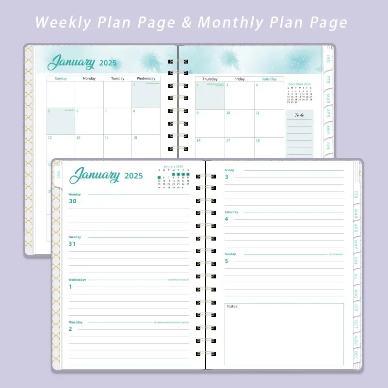 Notebook Diary 2025 Plan Schedule Strapped Notebook Calendar Weekly Notebook 140 Pages (2025.1-2025.12)