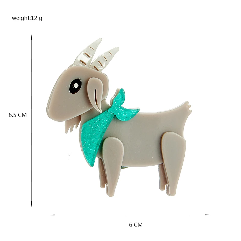 YAOLOGE 2022 New Acrylic Grey Goat Brooches For Women Men Lovely Cartoon Creative Animal Badge Lapel Brooch Pin Jewelry Gift