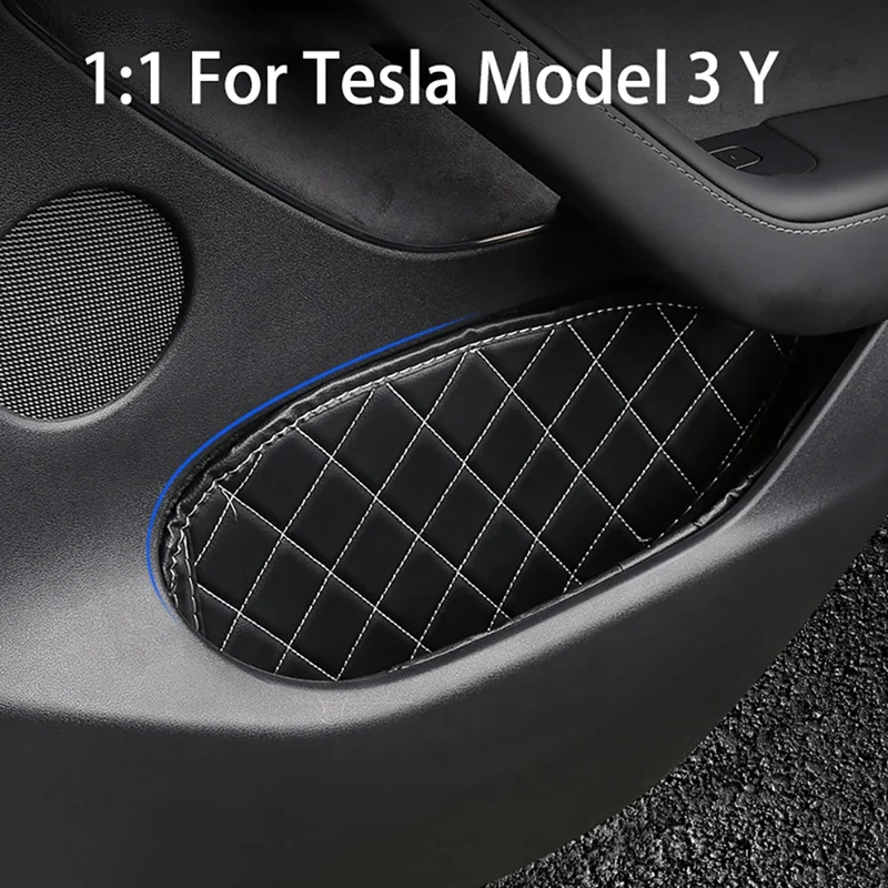 For Tesla Model 3/Y 2021 Car Door Cup PU Mat Gate Slot Pad Storage Box Mat Door Side Organizer 4Pcs/Set