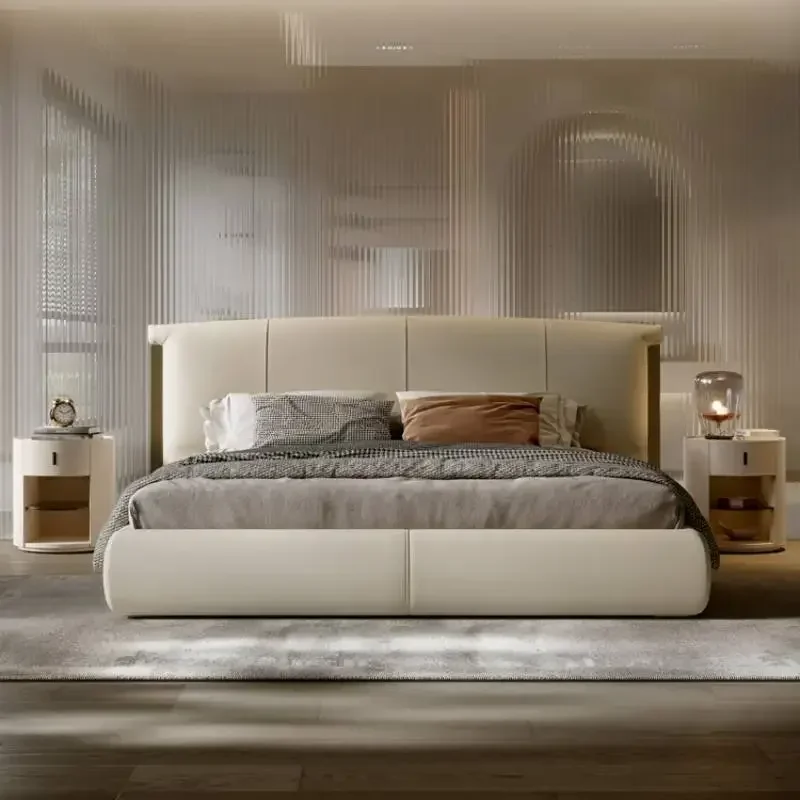 Cama doble elegante estética, dormitorio moderno De madera, Bases dobles De lujo, cama Queen King, almacenamiento De Casa, muebles De Dormitorio