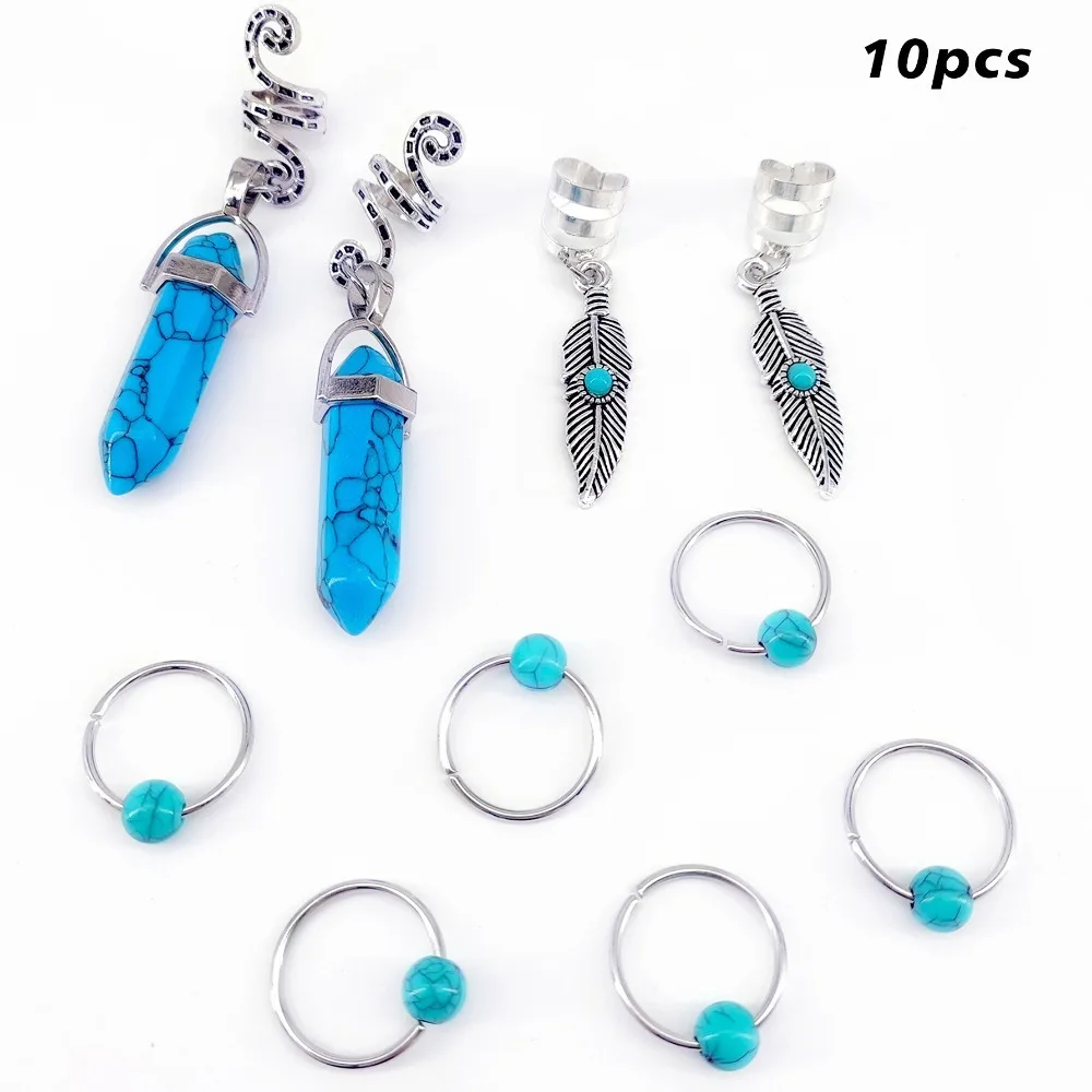 

10 шт., кольцо для волос со звездой и луной, металлические зажимы для манжет, дреды, бусины, разные стили, грязные косы, трубки для косичек для волос