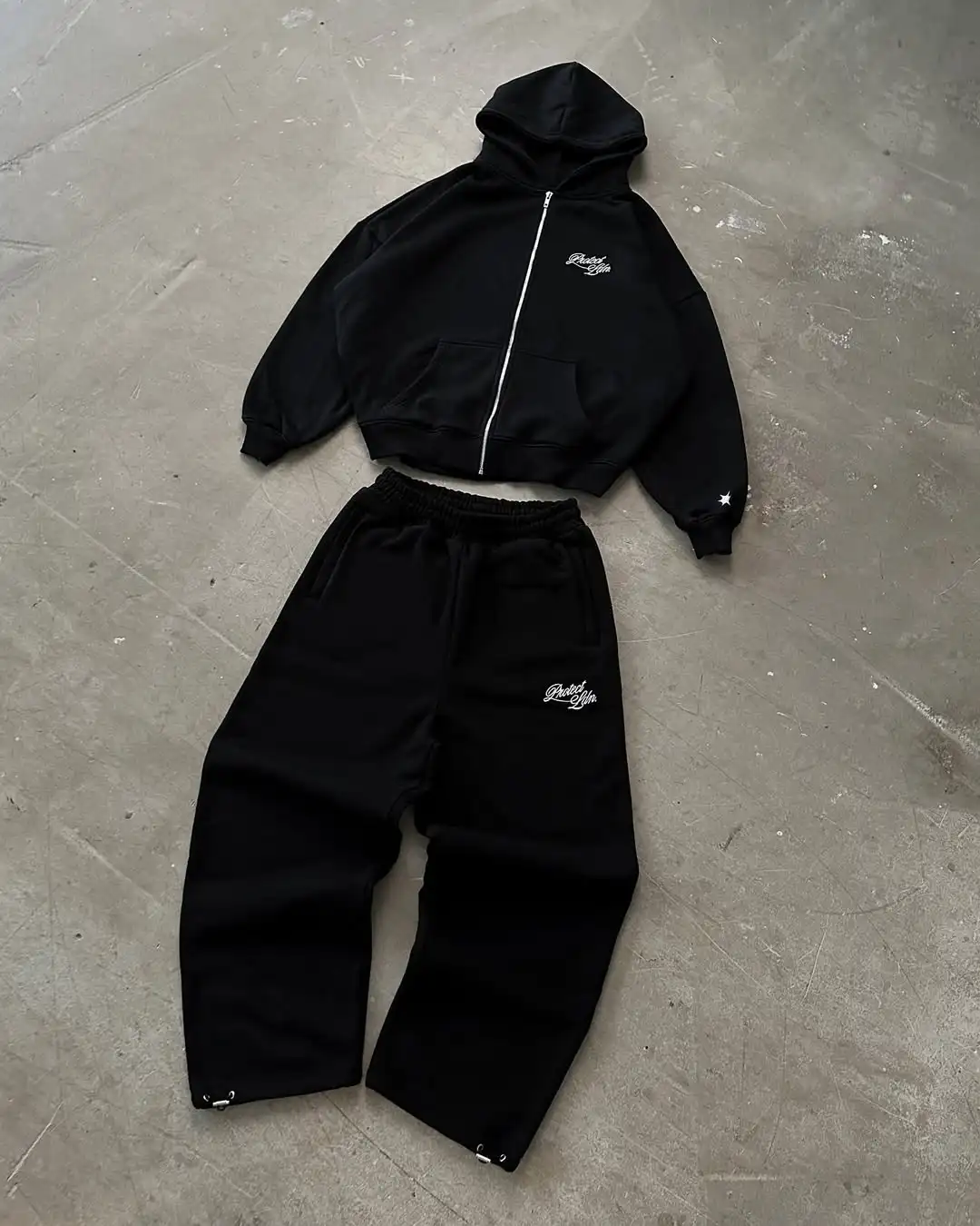 Sudadera con capucha con estampado de letras negras puras para hombre, Sudadera con capucha informal estilo Hip-hop de manga larga para otoño e invierno