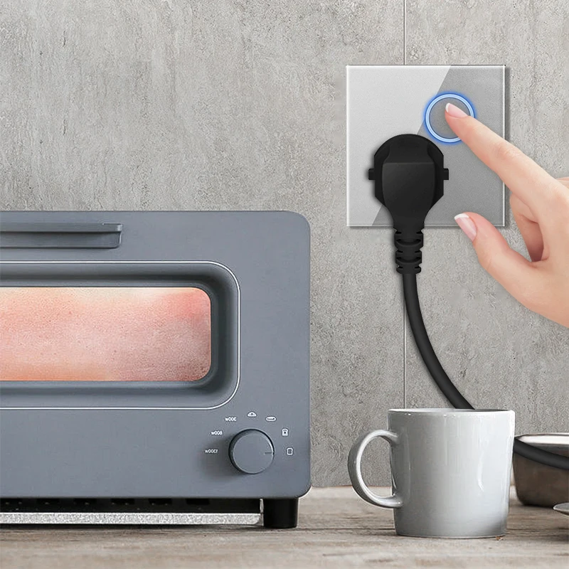 PSSRISE G12 EU UK UN Wall Switch Socket with USB Charger Power Outlet Full Tempered Glass Panel Light Switch with LED Indicator