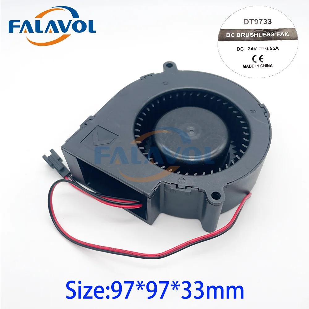 Falavol Cooling Fan DT9733 Brushless Cooling Blower Fan 97mm DC24V 0.55A Strong Suction for Allwin Xuli Large Format Printer