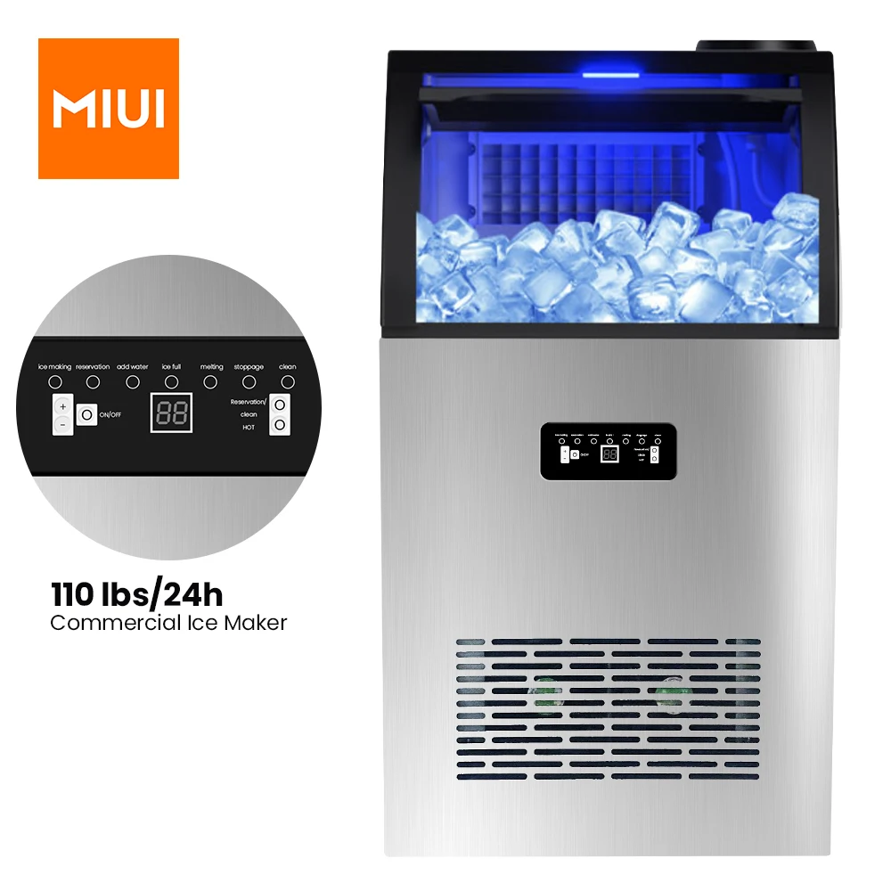 MIUI Ice Maker Machine,Commercial Ice Maker Suitable for Coffee Shop Restaurant Home Juice Store etc,50kg/24h