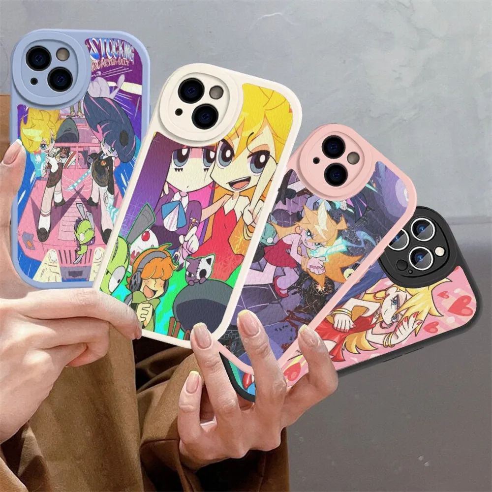 Panty and Stocking With Garterbelt Mousepad Hard Leather For iPhone 14 13 12 Mini 11 14 Pro Max Xs X Xr 7 8 Plus Fundas