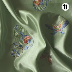 High Quality Thick Satin Silk Fabric Chinese Style Colorful Butterfly Embroidery Group Brocade Fabric For Cheongsam Hanfu Dress