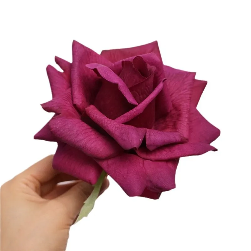 Premium Textured Rose Petals Short Stem Artificial Roses Wedding Decor Real Touch Faux Flower Bulk Discounts on Bridal Party - view 5