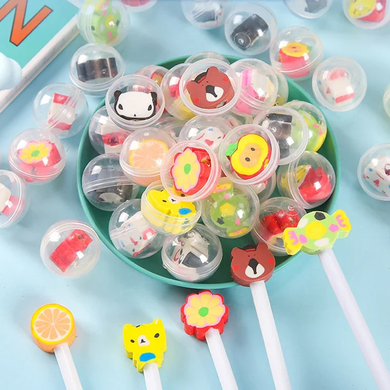 Clear Ball Capsule Toy for Kids, Eraser, Birthday Party Favor, Pinata Filler, Gift Bag, 32mm, 10 Pieces