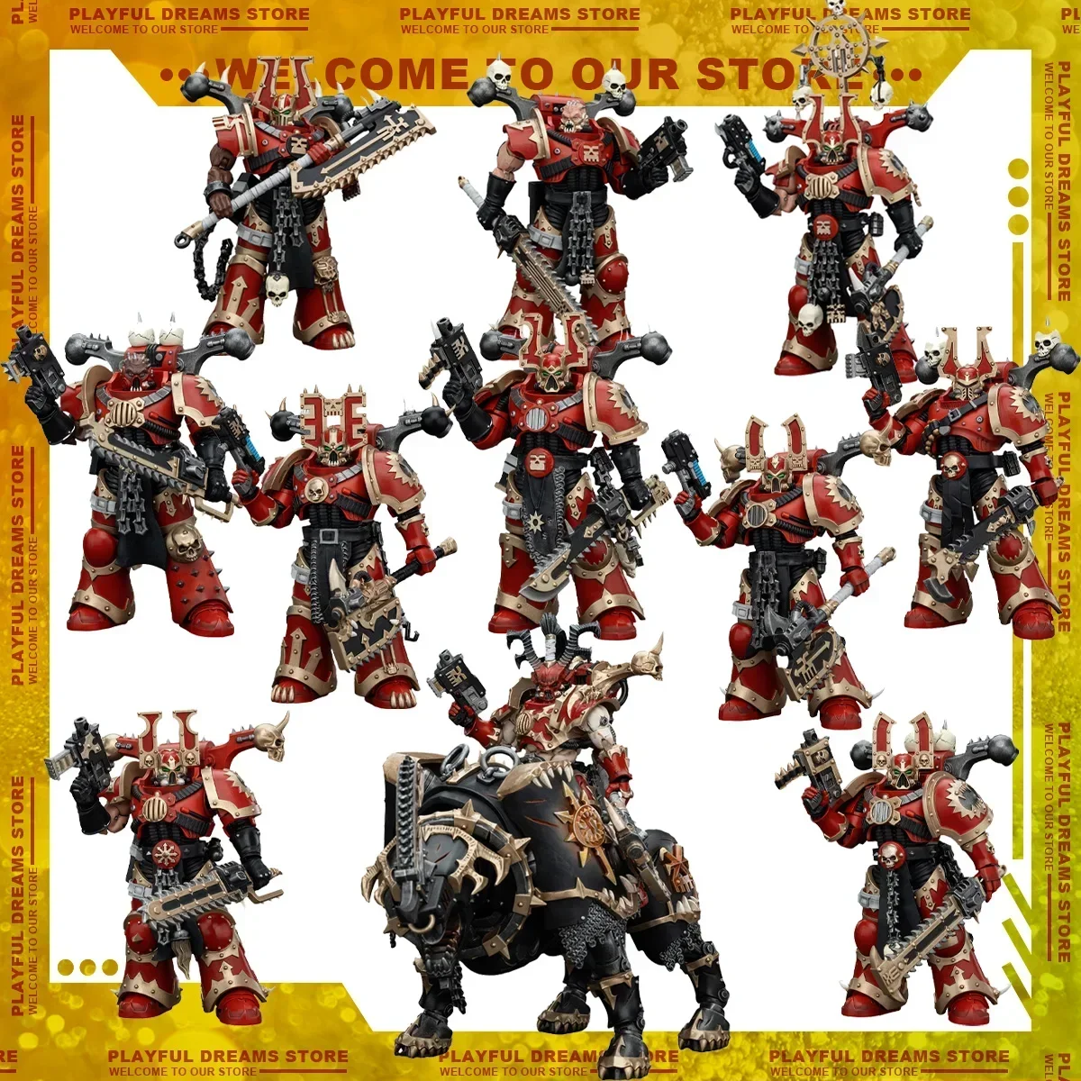 JOYTOY Warhammer 40K 1/18 Action Figures World Eaters Khorne Berzerker Statue Lord Invocatus Model Boy Gift Decoration Ornament