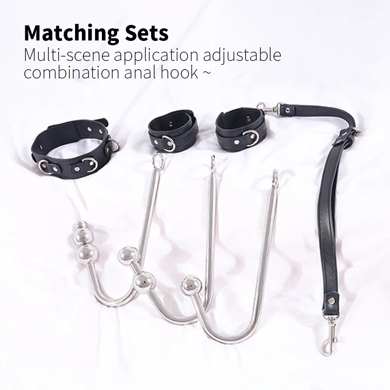 Stainless Steel Anal Hook with Anal Beads Hole Anal Hook Metal Butt Plug Anal Sex Toys Adult Product No Vibrator for men gay