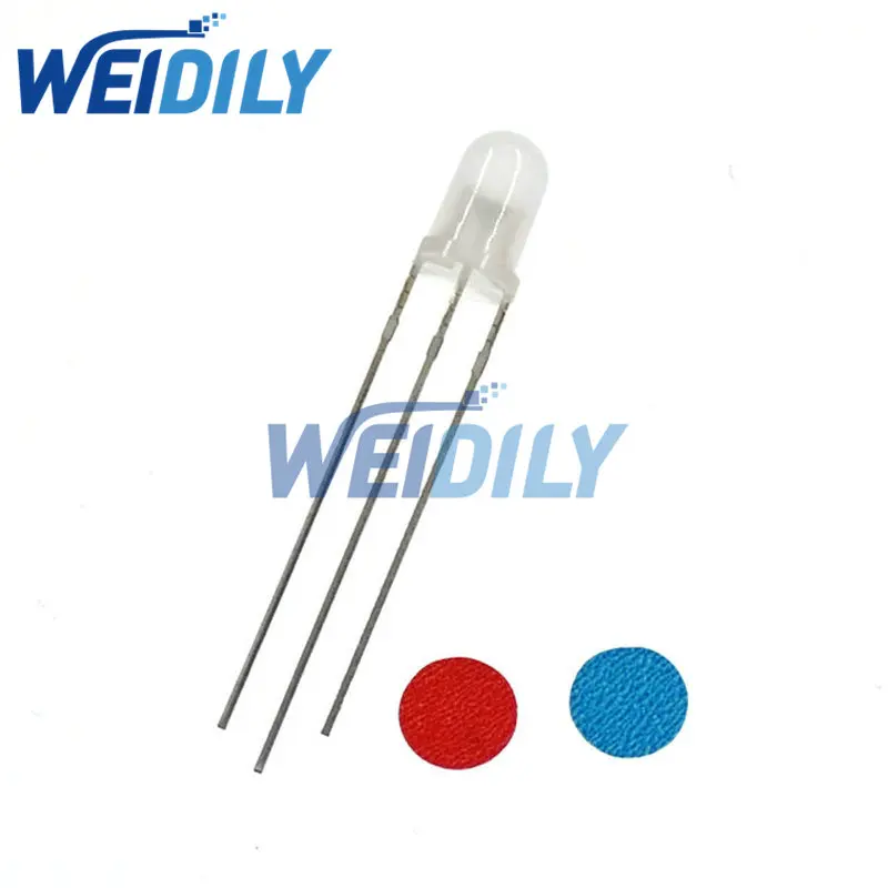 100PCS LED 3mm 5mm Round Diffused Matte Water Clear Red & Blue two Color Common Anode cathode LED Diode Light Emitting Diode New