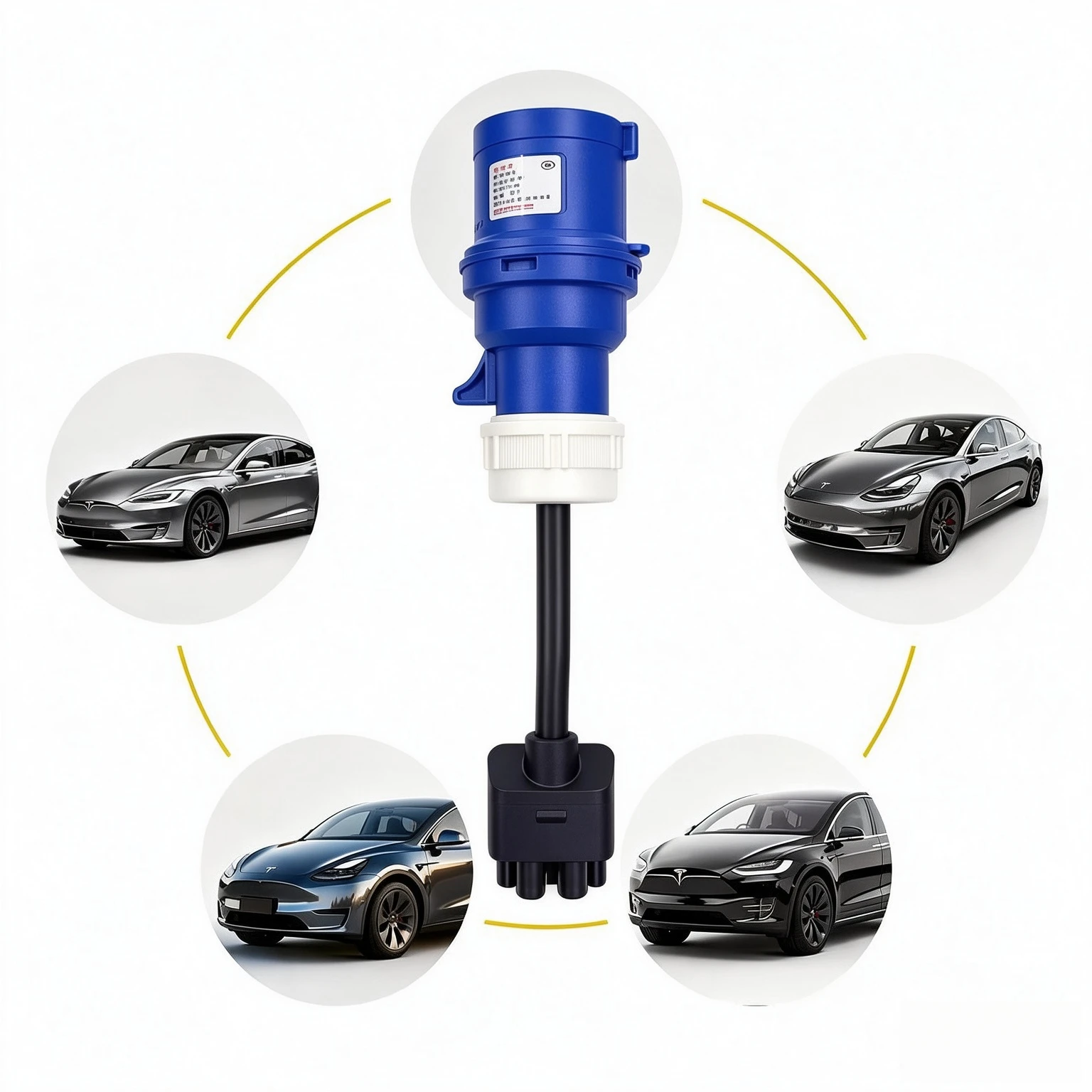 16A/32A CEE Blau 3-Pin Ladeadapter für Tesla Gen 2 EV-Ladegerät Model S 3 X Y 240V Industrie-Stecker-Konverter – Detail 2