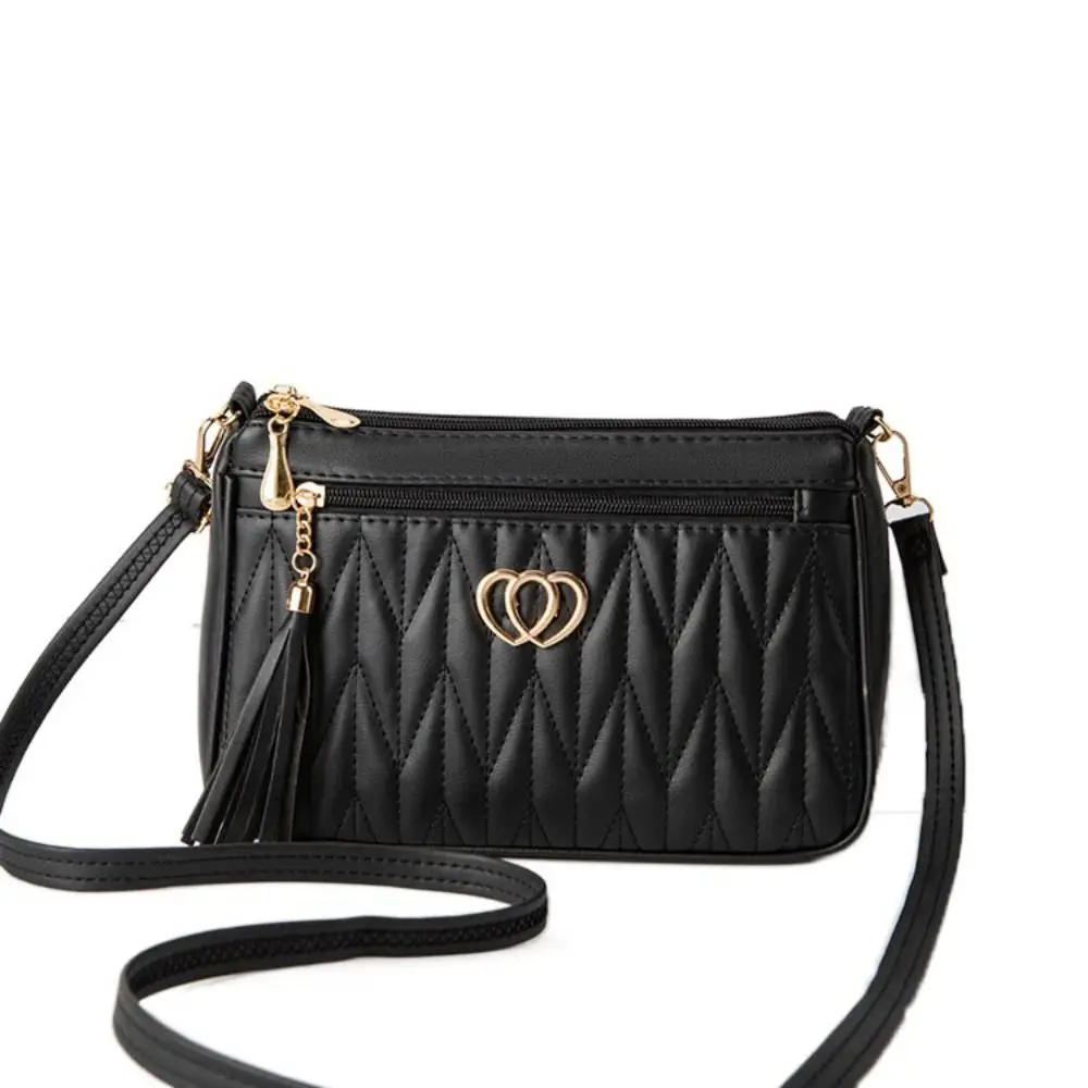 

Large Capacity Women Crossbody Bag Zipper Pocket Lattice Shoulder Bag Tassel Decoration Handbag PU Leather Messenger Bag Women
