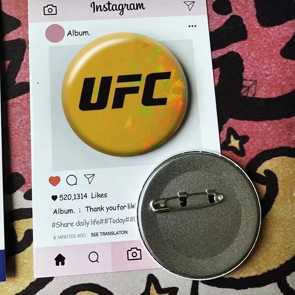 UFC Logo F-Fighting  Badge 25 32 44 58 75 mm Round Fans Collect Friends Gifts Brooch Souvenir